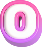 brief O, roze schattig 3d belettering png