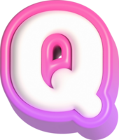 Letter Q, Pink Cute 3D Lettering png