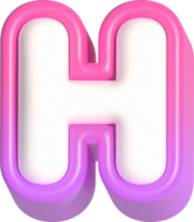 letra h, rosado linda 3d letras png