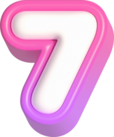 Number 7, Pink Cute 3D Lettering png