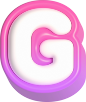 lettera g, rosa carino 3d lettering png