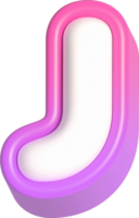 lettera j, rosa carino 3d lettering png
