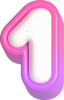 número 1, rosado linda 3d letras png
