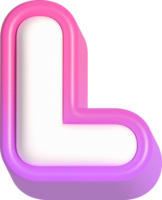 Letter L, Pink Cute 3D Lettering png