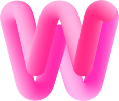 3D Pink Alphabet Letter W png