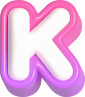 letra k, rosado linda 3d letras png