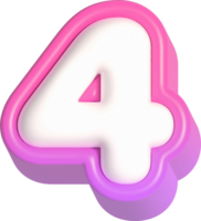 Number 4, Pink Cute 3D Lettering png