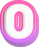 aantal 0, roze schattig 3d belettering png