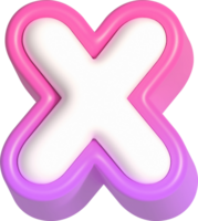 brev x, rosa söt 3d text png