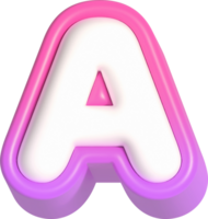 brief a, roze schattig 3d belettering png