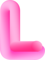 3d rosa alfabeto lettera l png