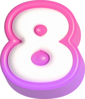 Number 8, Pink Cute 3D Lettering png