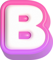lettera b, rosa carino 3d lettering png