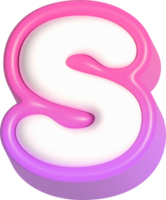 brief s, roze schattig 3d belettering png