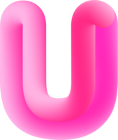 3D Pink Alphabet Letter U png