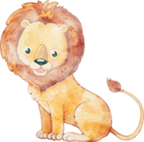 Lion dessin animé, animal aquarelle illustration png