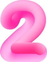 3D Pink Number 2 png