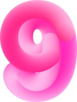 3d rosa numero 9 png