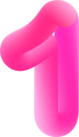 3D Pink Number 1 png