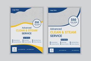 creative modern cleaning service flyer, house cleaning flier, home service template, pool, roof cleaning poster, office cleaning brochure commercial service flyer design in illustrator vector