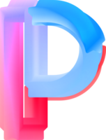 3d spiral alfabet brev p png