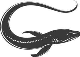 Silhouette eel animal black color only vector