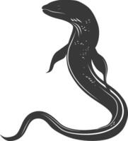 Silhouette eel animal black color only vector