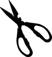 silueta de cortar con tijeras ilustración. esencial herramienta en negro color. hogar reparar accesorios. vector