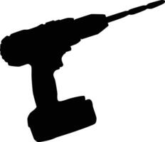 Silhouette of drill illustration. Essential tool in black color. Home repair accessories. vector