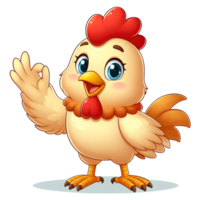 cute hen chicken in cartoon style wiht Ok pose png