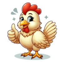 mignonne poulet poule avec les pouces en haut pose png