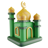 3d illustratie van groen moskee png