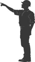 Silhouette engineer man in action full body black color only vector