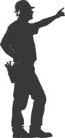 Silhouette engineer man in action full body black color only vector