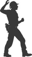 Silhouette engineer man in action full body black color only vector