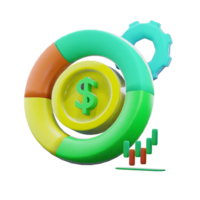 3D Rendering Illustrations Of Money Coin With Diagram Graph And Gear png