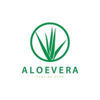 aloe vera logo cosmetic design simple green plant health symbol illustration vector