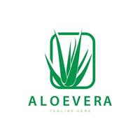 áloe vera logo cosmético diseño sencillo verde planta salud símbolo ilustración vector