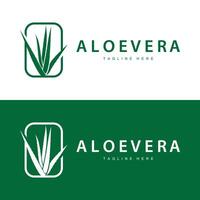 aloe vera logo cosmetic design simple green plant health symbol illustration vector