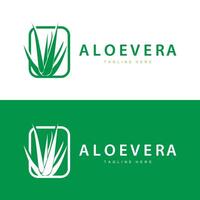 aloe vera logo cosmetic design simple green plant health symbol illustration vector