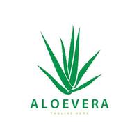 áloe vera logo cosmético diseño sencillo verde planta salud símbolo ilustración vector