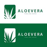 áloe vera logo cosmético diseño sencillo verde planta salud símbolo ilustración vector