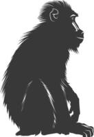 silueta mandril animal negro color solamente vector