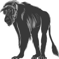 silueta mandril animal negro color solamente vector