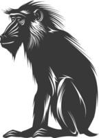 Silhouette Mandrill animal black color only vector