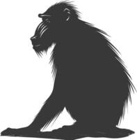 silueta mandril animal negro color solamente vector