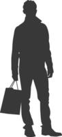 Silhouette man with Shopping bag full body black color only vector