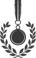 silueta medalla premio negro color solamente vector