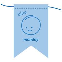 azul lunes concepto etiqueta con triste cara emoticon en un fiesta bandera antecedentes motivación diseño idea vector