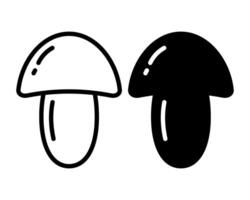 Mushrooms Silhouette and outline Autumn Vegetables Logos Icon Sticker Pointer Cards Web design idea vector